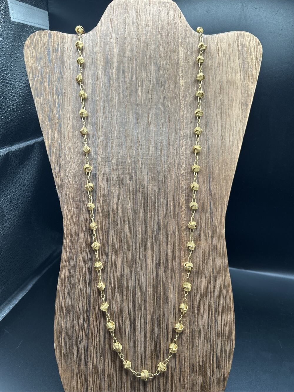 Vintage Crown TRIFARI Knot Necklace Gold Tone 30” Chain Signed
